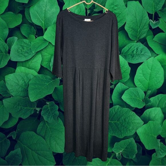 J. Jill Black Metallic Wool Blend Long Line Long Sleeve Dress XL Petite - Picture 1 of 6